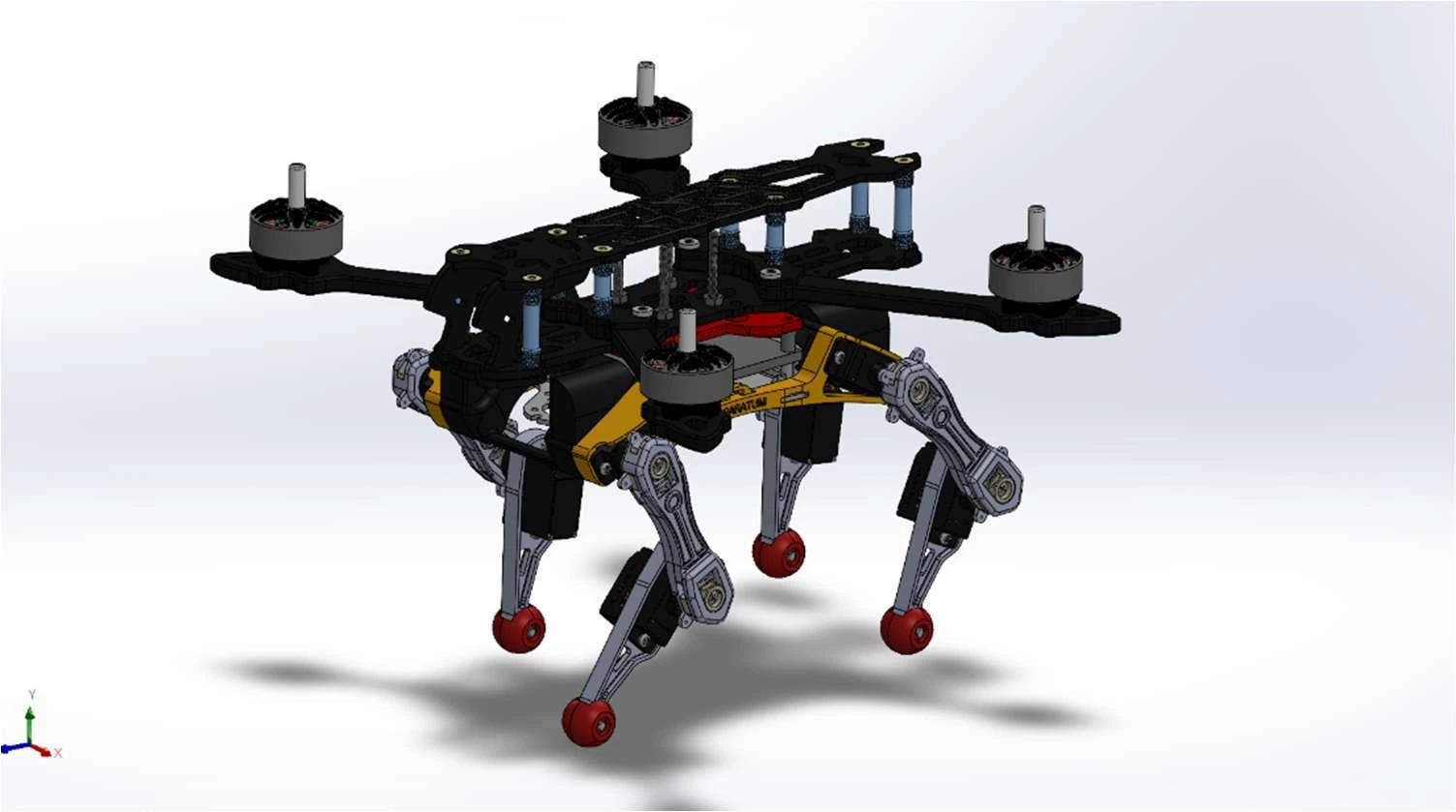 SolidWorks assembly of the HyDroQuad drone-quadruped hybrid robot