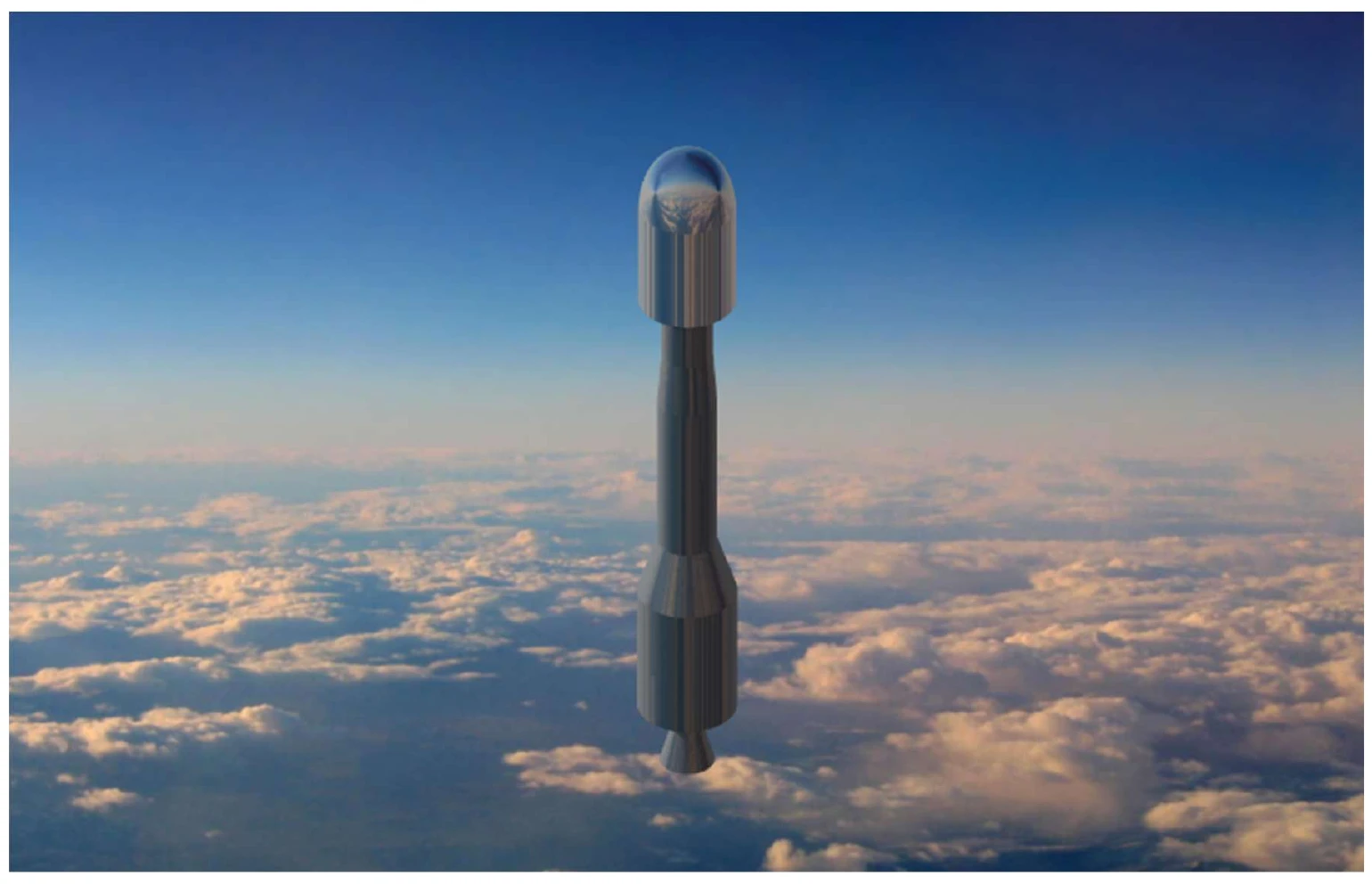 Concept rendering of the MGC-A1 launch vehicle above the clouds